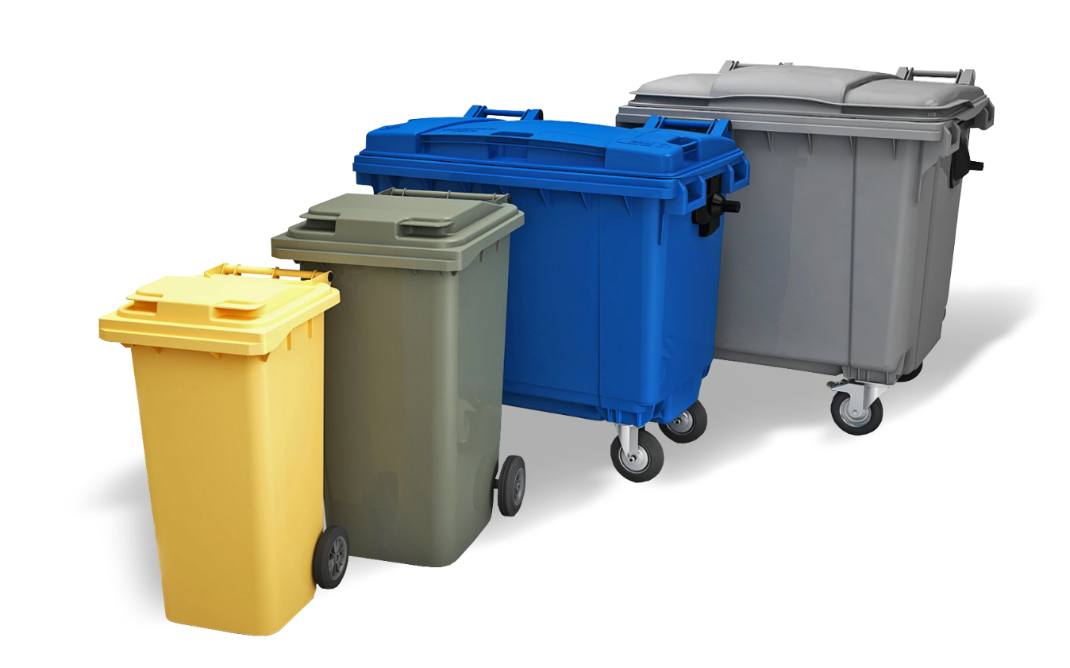 Синие контейнеры для раздельного мусора 